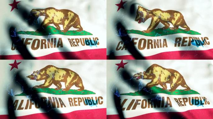 加州州旗地区旗帜飘动