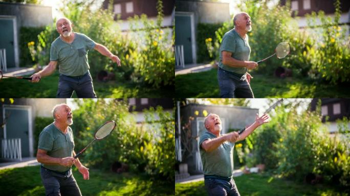 活跃的老年人打羽毛球