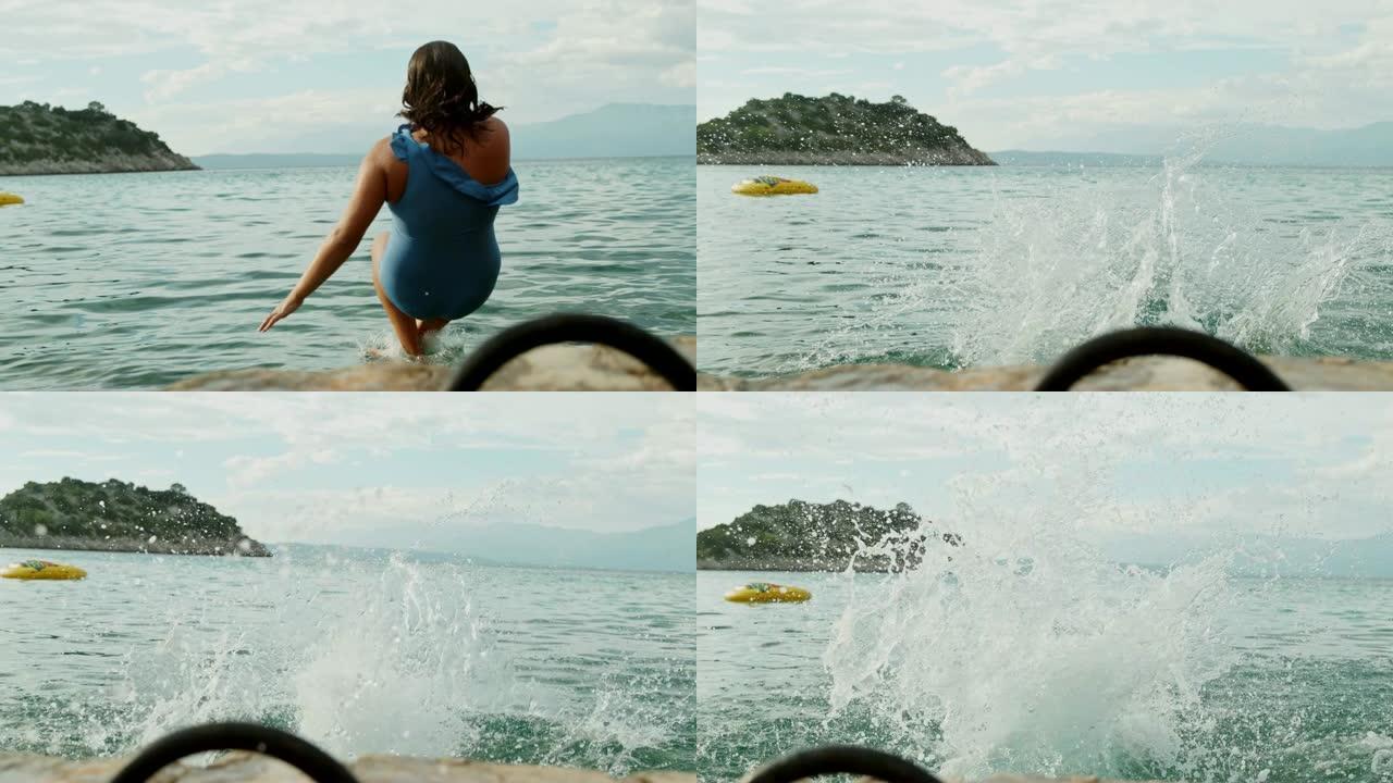 超级慢动作少女跳进海洋，佩列萨克，克罗地亚