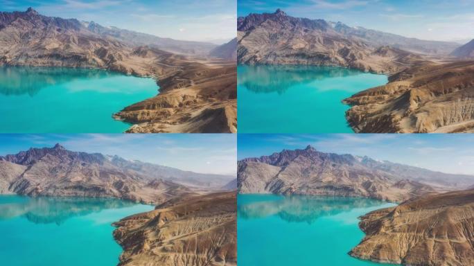 新疆鸟瞰图高山湖泊航拍唯美湖泊荒漠湖泊