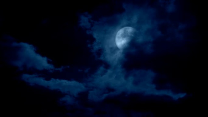 云在月球上移动夜晚星空宇宙旅行幻想幻觉