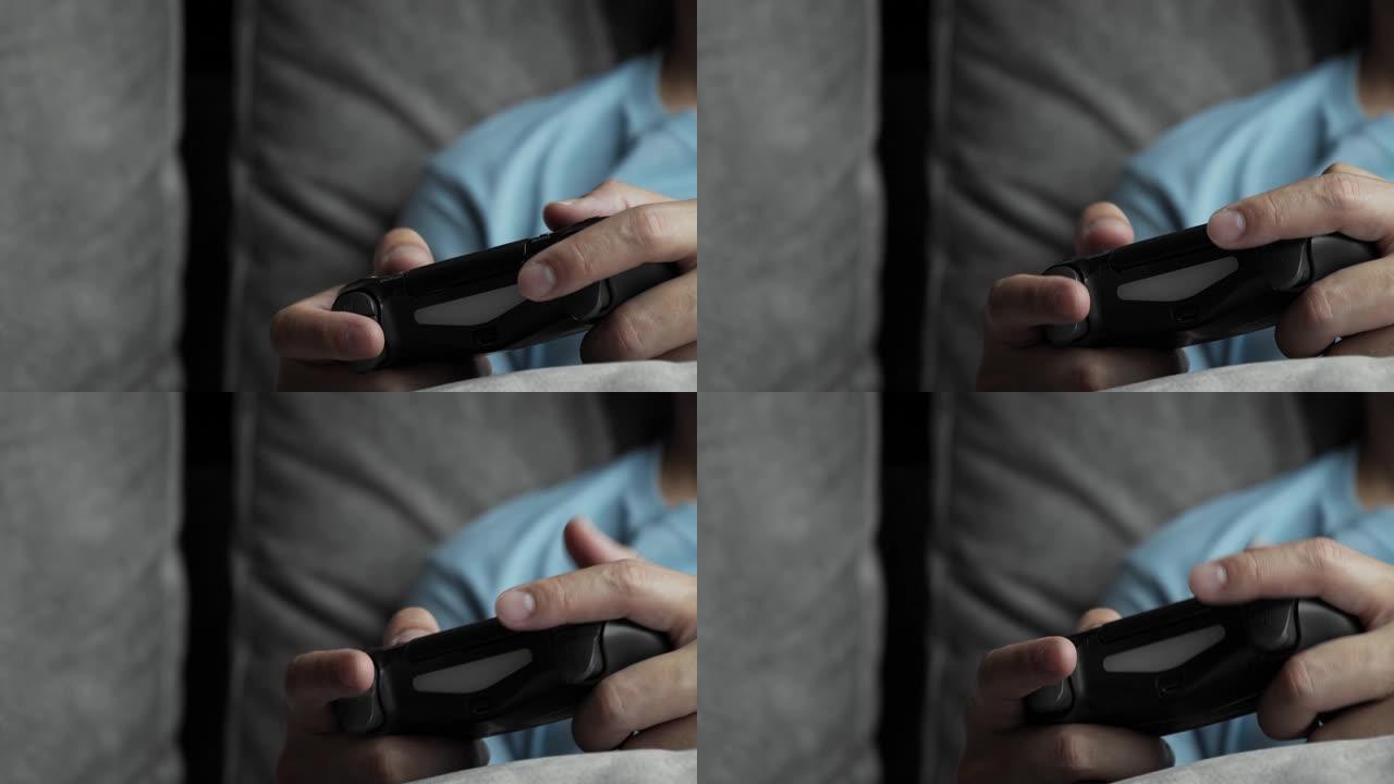 视频游戏控制器上手工游戏的4k镜头