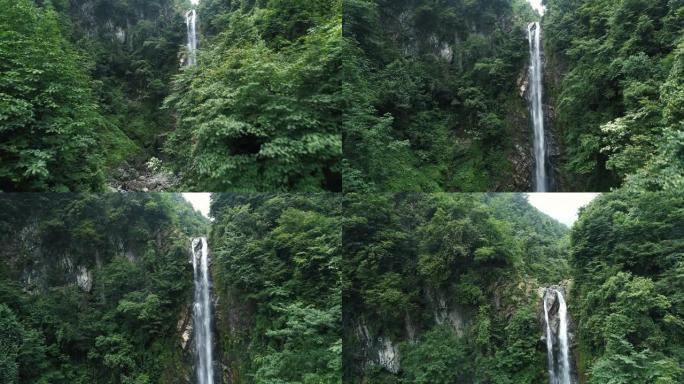 山上瀑布的鸟瞰图高山流水瀑布自然美景山水
