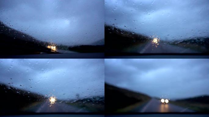 SLO MO在英国苏格兰高地的雨中驾驶