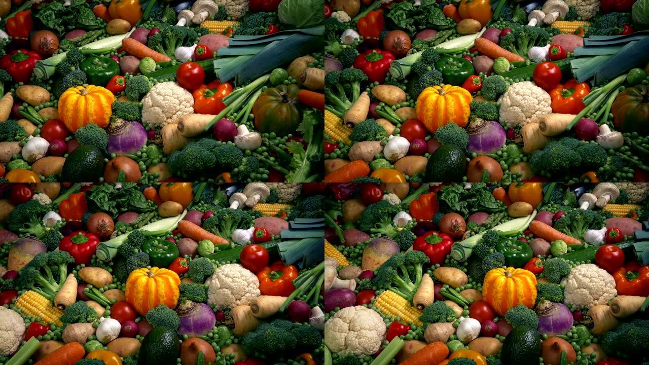 大量传播的蔬菜移动镜头