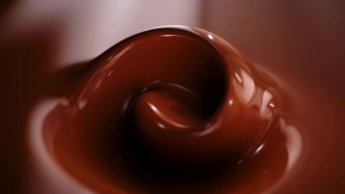 4k慢动作中的液体巧克力背景