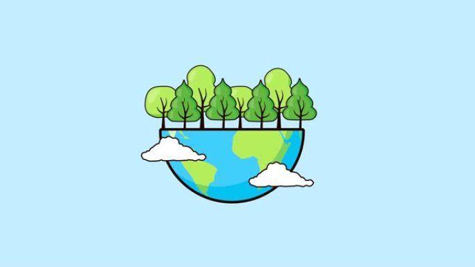 地球和树木的生态友好型环境动画
