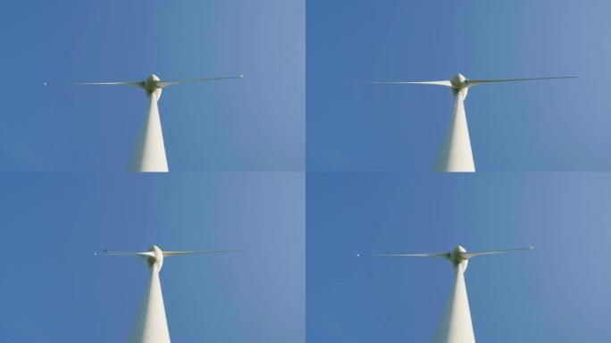 风力叶片，由于风力而旋转，并以可持续的方式向地球发电。