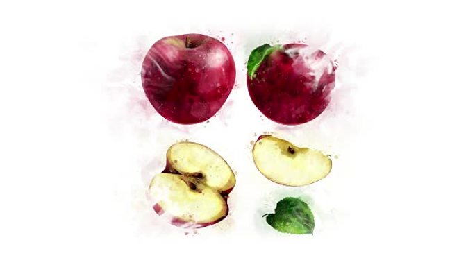 健康饮食的红苹果动画