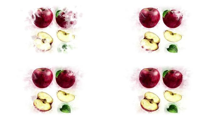 健康饮食的红苹果动画