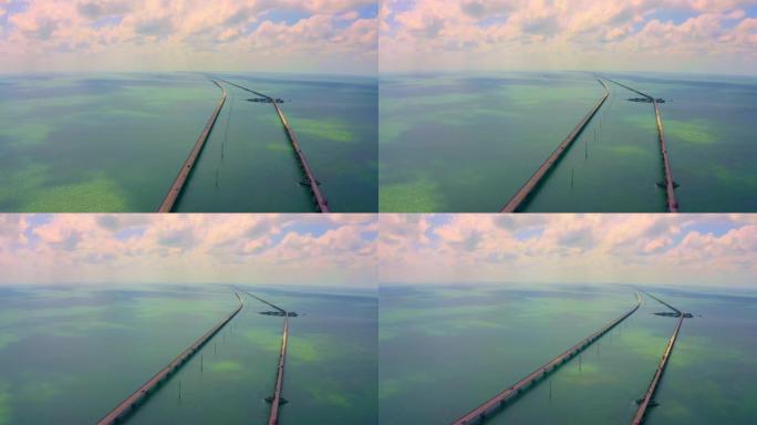 WS风景鸟景七英里桥，大西洋，佛罗里达群岛，佛罗里达州，美国