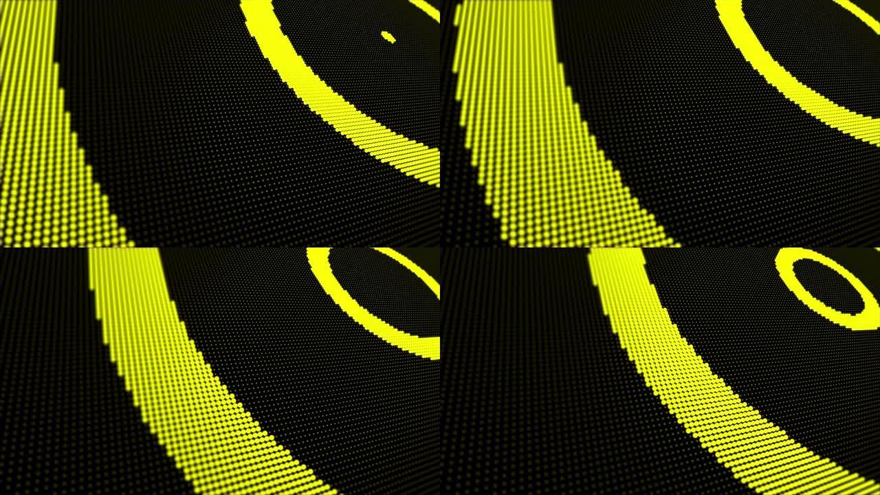 led屏幕颗粒和光动画的圆形技术背景。(可循环)
