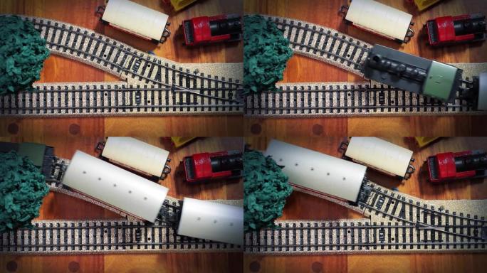带模型火车的儿童玩具蒸汽机车。