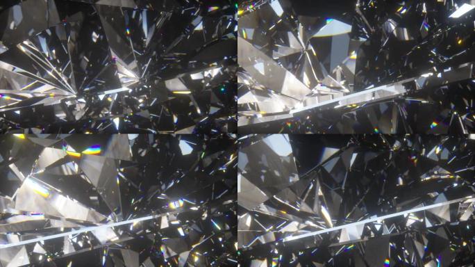 美丽的缓慢旋转钻石。无缝循环4k cg 3d动画，漂亮的循环抽象背景。