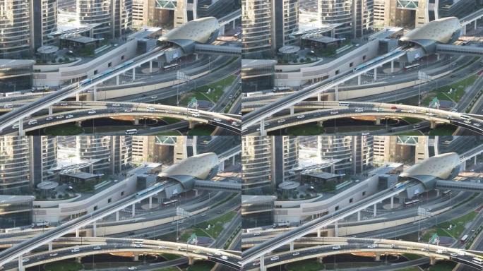 城市交通系统鸟瞰图/迪拜，阿联酋
