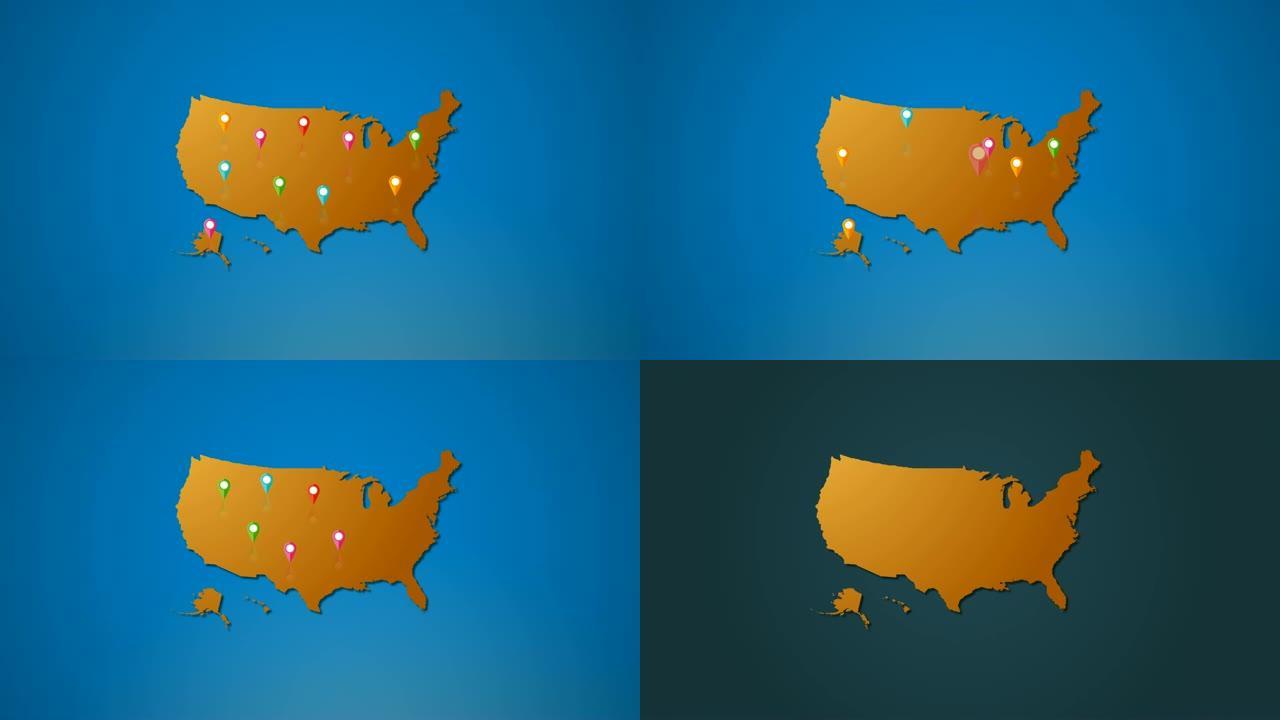 4k美国地图和位置