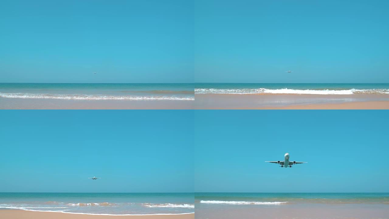 飞机降落在海上视频素材航行公司客机员科技