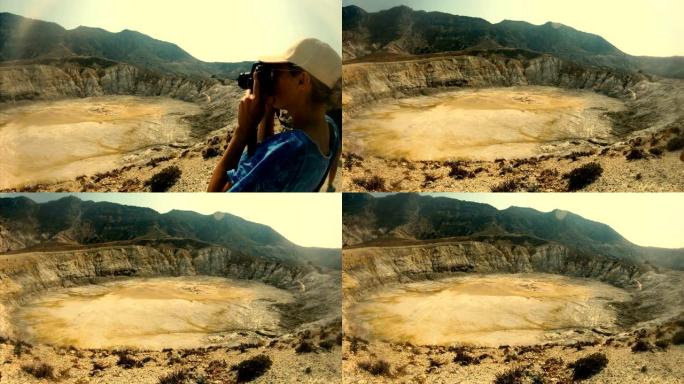 女人拍摄了希腊尼西罗斯火山的照片