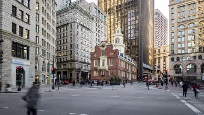 4K超高清时间流逝:旧州大厦。美国波士顿