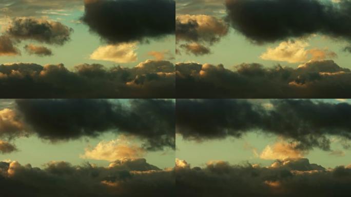 日落时的云穿云霞云朵彩云太阳时间流逝乌云