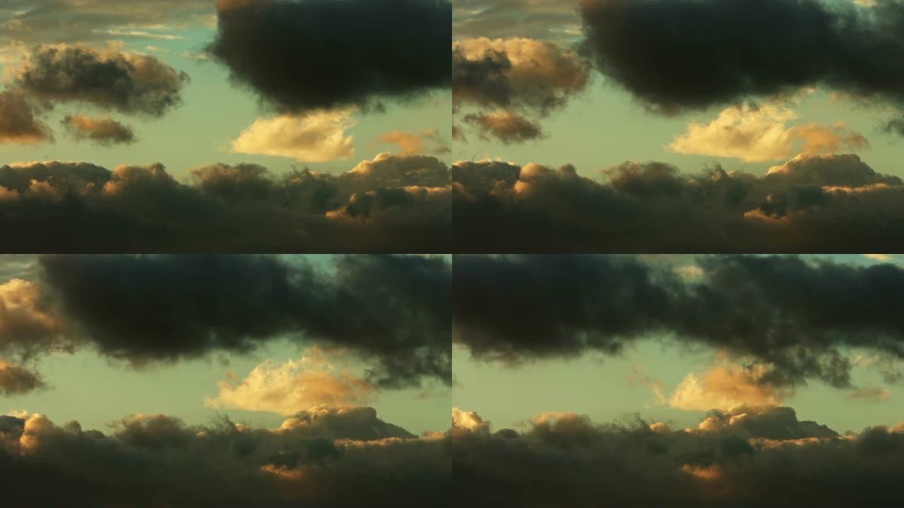 日落时的云穿云霞云朵彩云太阳时间流逝乌云