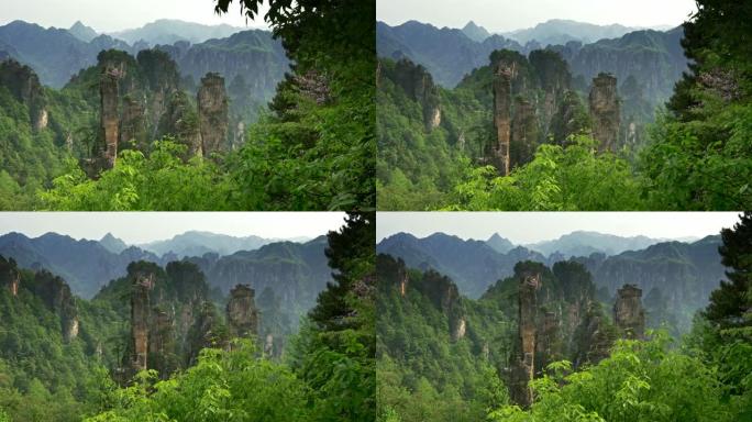 中国湖南张家界武陵源风景名胜区悬崖平移镜头。4K, UHD