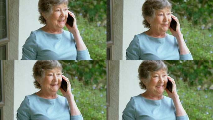 老年女子在家手机通话4k