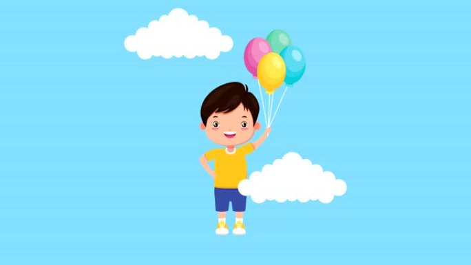 可爱的气球氦气小男孩