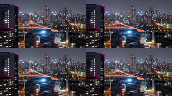 延时: 日本关西大阪市中心夜景