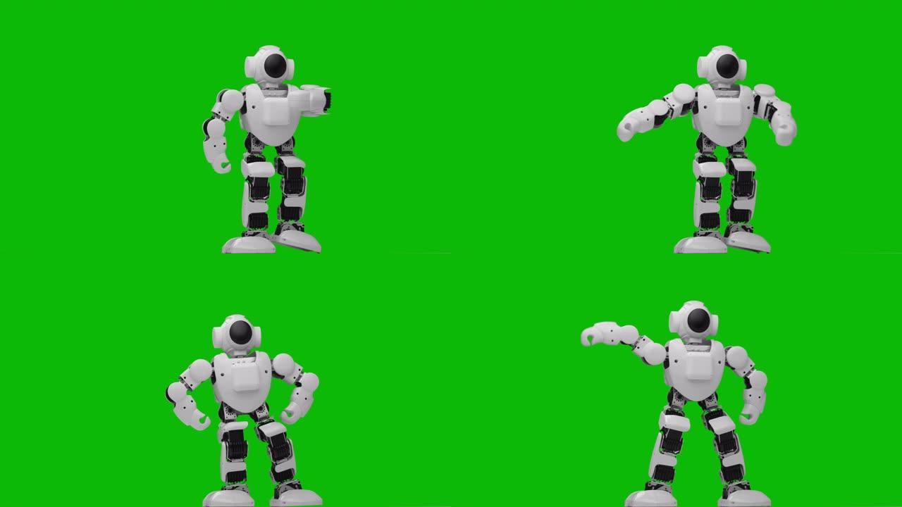 跳舞机器人。绿屏。
