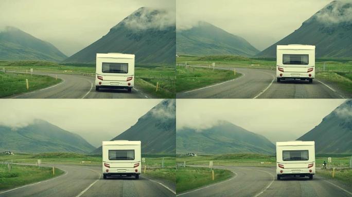 露营车在路上。冰岛之旅