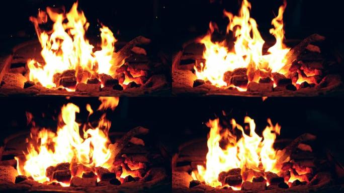铁匠铺的炉子里燃烧着火