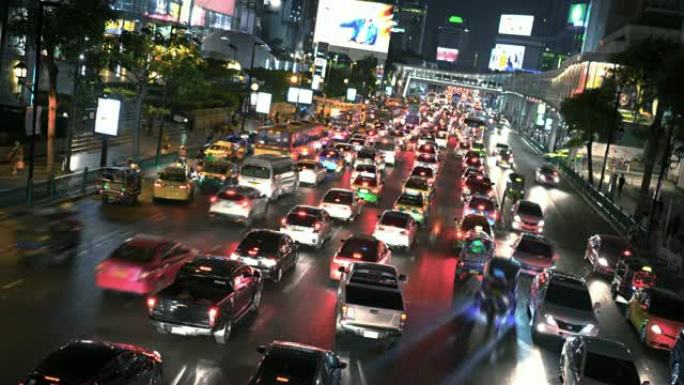 繁忙的交通。曼谷下班晚高峰堵车拥堵繁华都