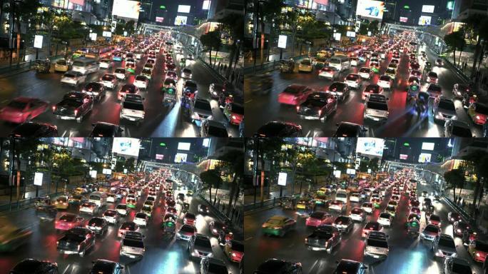 繁忙的交通。曼谷下班晚高峰堵车拥堵繁华都