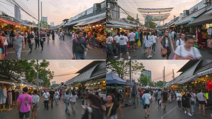 曼谷Chatuchak周末市场的过度流失