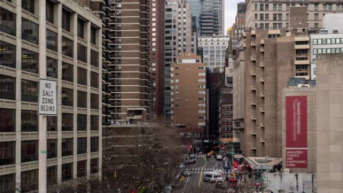 时光流逝:美国纽约纽约市市政厅附近的曼哈顿下城