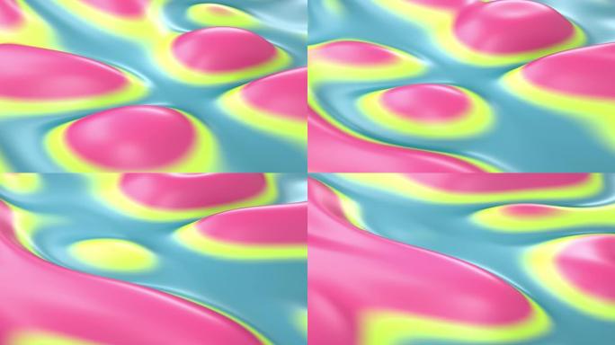 蓝色、黄色和粉色移动液体抽象现代背景