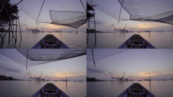 泰国费塔隆斯里帕克普拉渔村的日出