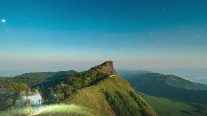 晚上的孟宗山登山爬山星空