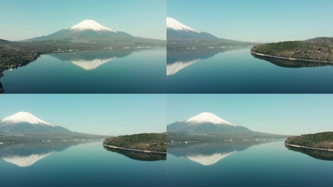 山中湖和富士山无人机拍摄