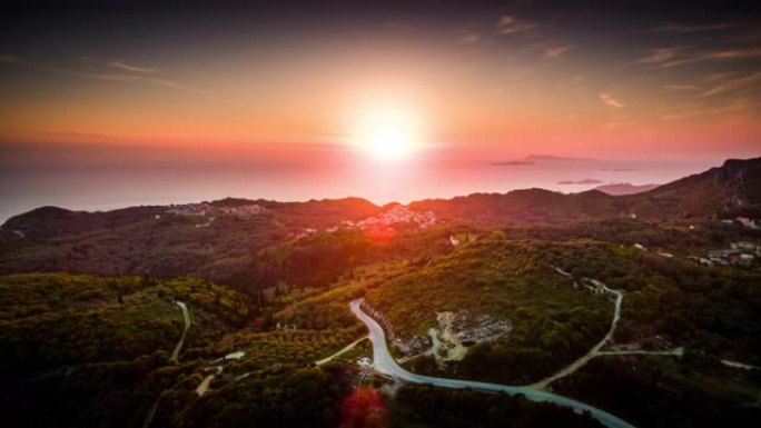 天线: 希腊日落时的科孚岛