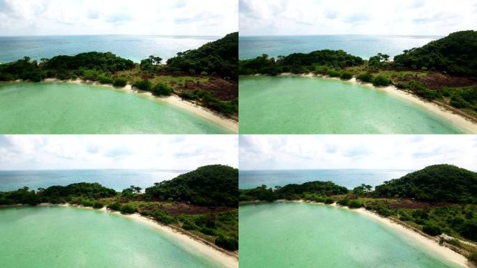 泰国的颜色和加勒比海的鸟瞰图，没有人，我是一个非常漂亮的海边，相机的运动非常柔软和光滑，在海滩或加勒