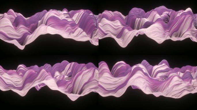 4k抽象网格。抽象粒子扭曲动态波浪线条