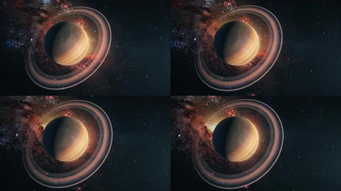 土星在外太空对抗恒星和银河系