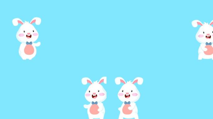 快乐复活节动画卡与可爱的兔子