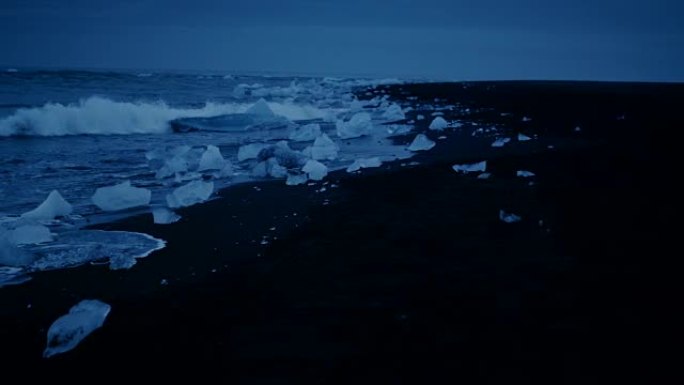 钻石海滩黑白分明海浪冰川