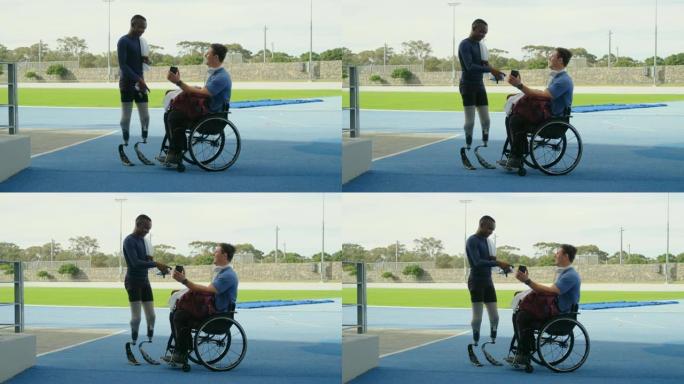 两名残疾运动员通过手机4k讨论