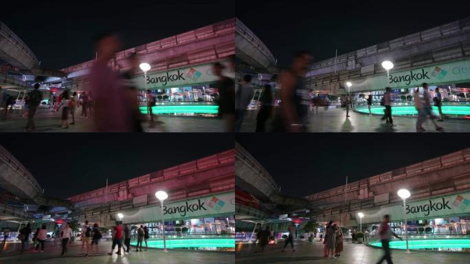 延时和放大: BTS skytrain在曼谷市中心。