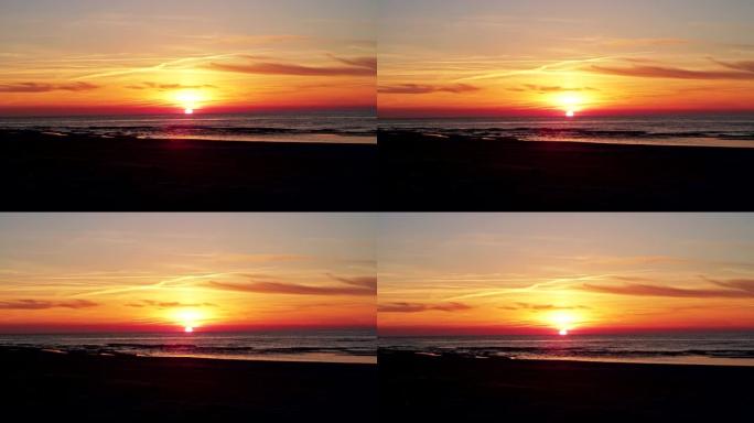海上日落。和平场景