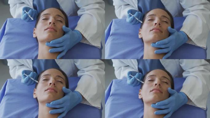 女性整容手术患者注射麻醉剂面部整容脸部麻